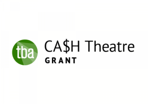 Cash Grant Logo. A green circle with lower case white lettering that says tba. On the right are the words Cash Theatre where cash is spelled with $ instead of an S. Underneath that is the word Grant in smaller font.