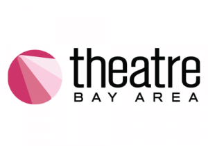 Theatre Bay Area Logo. Pink circle with a gradient of pink triangles inside pointing from the upper left corner to the lower right. Meant to simulate a stage light. On the right is the word Theatre in big rounded text with Bay Area written in a smaller blocky text below it.